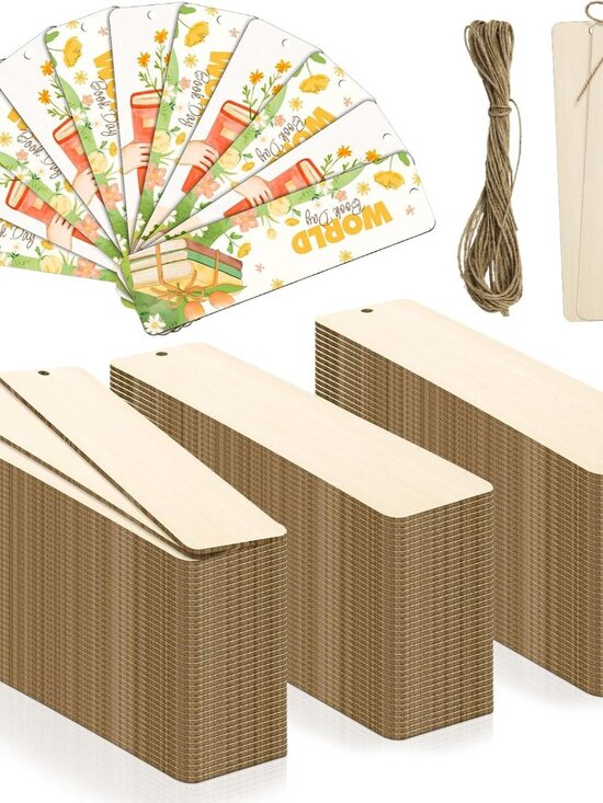 Other - 120 PCS Wood Blank Bookmarks Set with 10M Rope